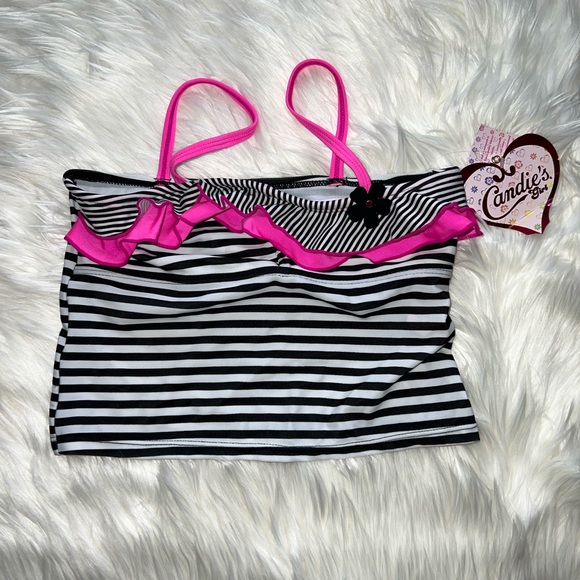 Candie's Other - NWT Candie’s Girl swimsuit top only. Black/white/pink size 12